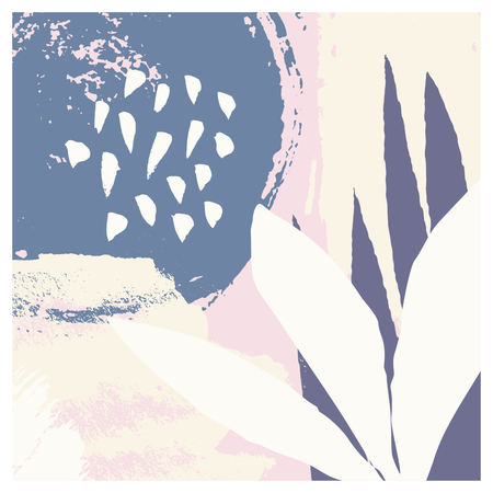 Hand painted abstract design with brush strokes and shapes in pastel colors. Creative and modern vector illustration, wall art, greeting card, packaging design.のイラスト素材