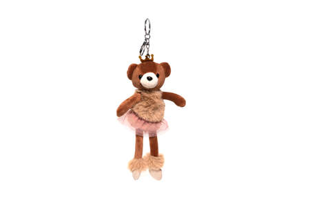 Soft bear keychain isolated on a white background.の写真素材