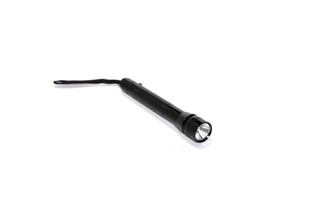 Photo of led flashlight, isolated on white background