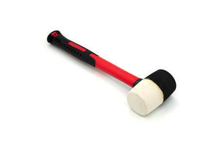 Rubber mallet. Close-up. Isolated on white background.