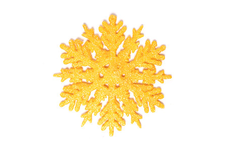 Colorful artificial snowflake isolated on white background.の写真素材