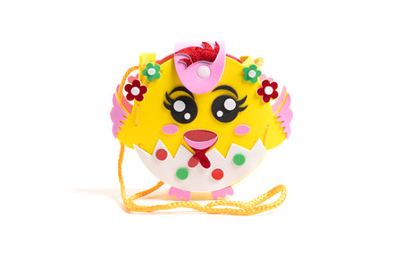 Bright childrens toy bag isolated on white background.の写真素材