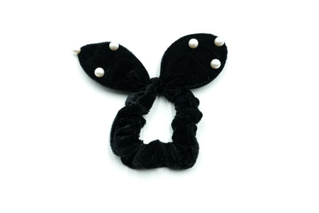 Black hair scrunchie isolated on white background.の写真素材
