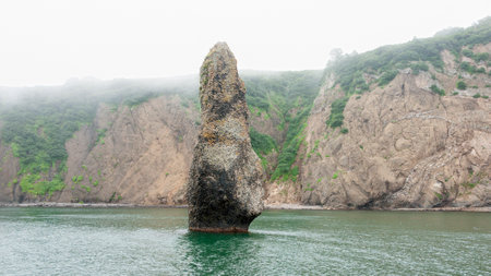 Kamchatka Russia. Sea excursions mountains coastline. Foggy morrningの写真素材