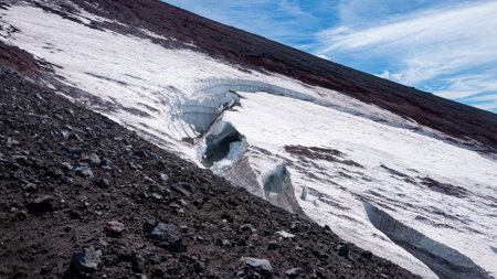 Glacier on the slope of Avachinsky volcanoの写真素材