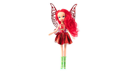 Doll with butterfly wings. isolated on white backgroundの写真素材