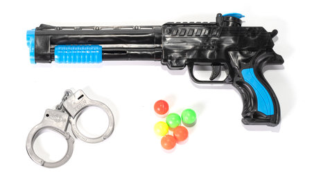 Plastic Toy Gun isolated on white background.の写真素材