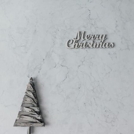 Creative arrangement of Christmas decoration on marble table. Holiday concept. Flat lay.の写真素材