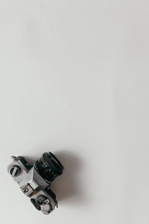 Vintage camera on white backgroundの写真素材