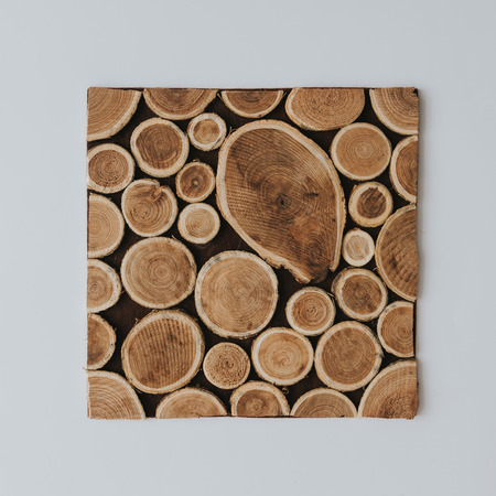 Creative layout made of wood texture. Nature background . Flat lay patternの写真素材