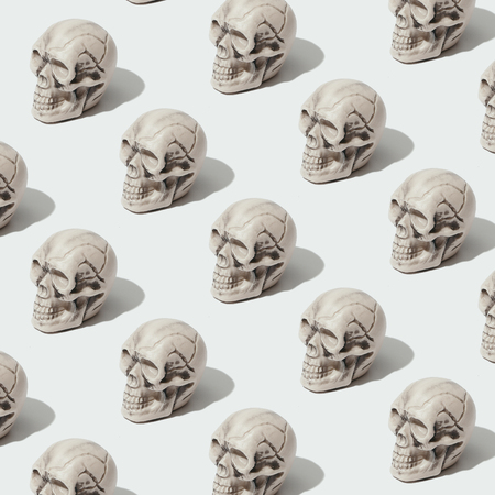 Skull pattern on white background. Halloween concept.