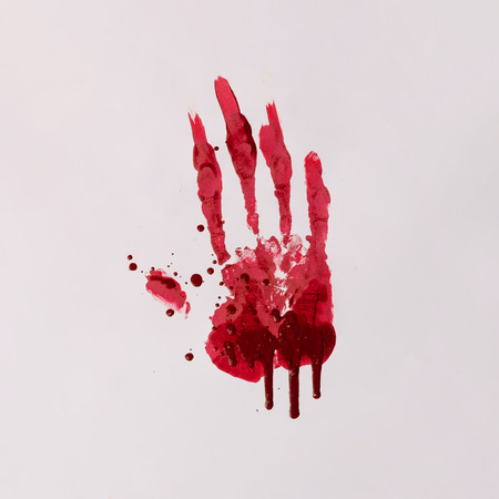 Scary bloody hand print. Halloween horror concept.の写真素材