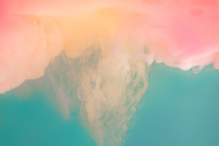 Abstract pastel pink color paint with pastel blue background.. Fluid composition with copy space. Minimal natural luxury.の写真素材