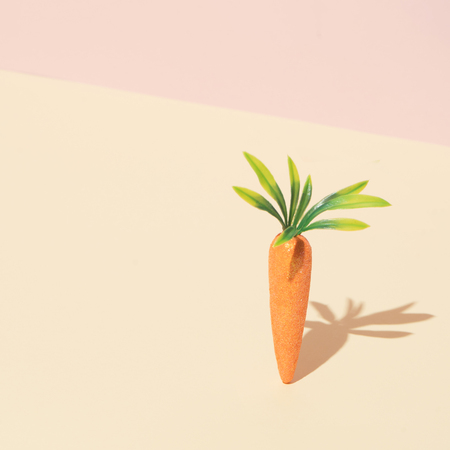 Carrot on pastel yellow background. Easter concept.の写真素材