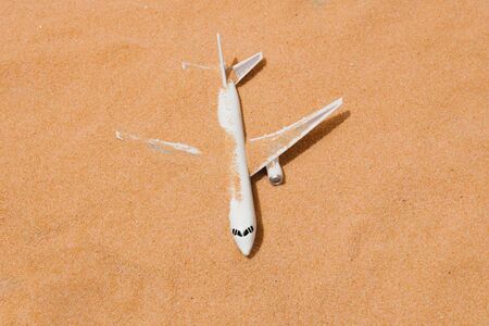 Abandoned airplane in desert. Airlines out of service concept. Out od business airliner. Corona...