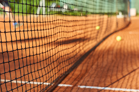 Tennis net with blurred background.の写真素材