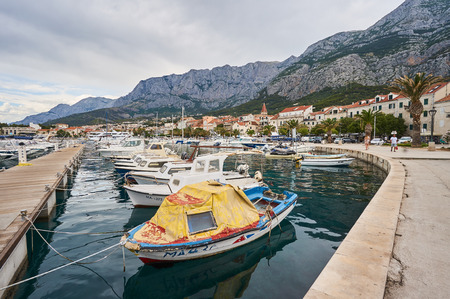 Port in Makarska. Photo taken in city Makarska, Croatia , July 02, 2017.のeditorial素材