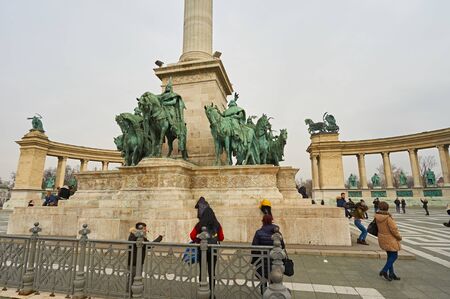Square of heroes in Budapest. Photo taken in Budapest, 17.February 2018.のeditorial素材