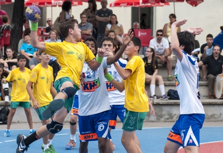 Granollers CUP Handball boy shootingのeditorial素材