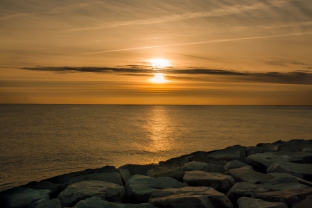 Sunrise on the beachの写真素材