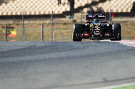 Driver Romain Grosjean Formula One Test Days of 2015 pre-season at Circuit de Barcelona-Catalunya. Montmelo, Spain.のeditorial素材