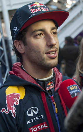Driver Dani Ricciardo Formula One Test Days of 2015 pre-season at Circuit de Barcelona-Catalunya. Montmelo, Spain.のeditorial素材