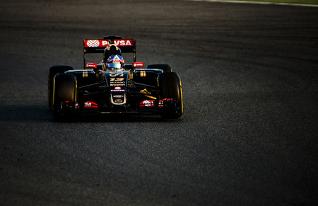 Driver Romain Grosjean Formula One Test Days of 2015 pre-season at Circuit de Barcelona-Catalunya. Montmelo, Spain.のeditorial素材