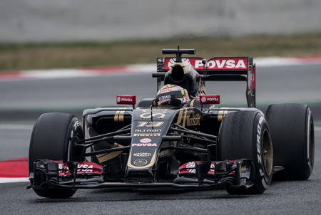 Driver Pastor Maldonado Formula One Test Days of 2015 pre-season at Circuit de Barcelona-Catalunya. Montmelo, Spain.のeditorial素材