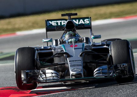 Driver Nico Rosberg Formula One Test Days of 2015 pre-season at Circuit de Barcelona-Catalunya. Montmelo, Spain.のeditorial素材