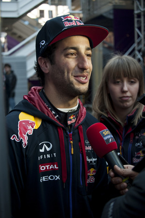 Driver Dani Ricciardo Formula One Test Days of 2015 pre-season at Circuit de Barcelona-Catalunya. Montmelo, Spain.のeditorial素材