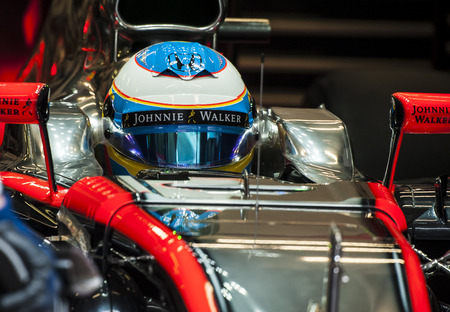 Driver Fernando Alonso Formula One Test Days of 2015 pre-season at Circuit de Barcelona-Catalunya. Montmelo, Spain.のeditorial素材