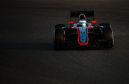 Driver Fernando Alonso Formula One Test Days of 2015 pre-season at Circuit de Barcelona-Catalunya. Montmelo, Spain.のeditorial素材