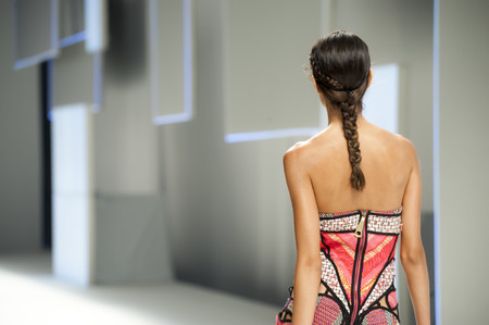 Custo Barcelona presents new collection for 2016 at 080 Barcelona Fashion on July 1, 2015, in Barcelona, Spain.のeditorial素材