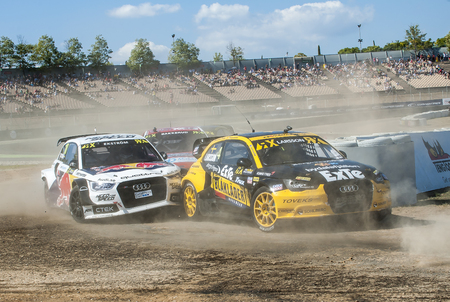 Supercars race at FIA WORLD CHAMPIONSHIP RALLYCROSS That celebrates Barcelona at Circuit de Catalunya on 19-20 September 2015 in Barcelona, Spain.のeditorial素材
