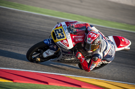 Nicolo Antonelli at Movistar GP of Aragon MotoGP at Motorland Aragon Circuit on September 27, 2015 in Alcaiz, Aragon, Spain.のeditorial素材