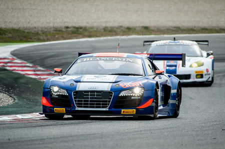 Barcelona, Spain  October 1, 2016: HP Racing at Blancpain GT Series at Circuit de Barcelona Catalunya.のeditorial素材