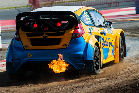 Barcelona, Spain - April 2, 2017: Andri Oun at FIA World Rallycross that celebrates at Circuit of Barcelona Catalunya.のeditorial素材