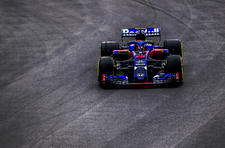 BARCELONA, SPAIN â FEBRUARY 26, 2018: Hartley during Formula One Test Days that celebrates at Circuit of Barcelona Catalunya.のeditorial素材