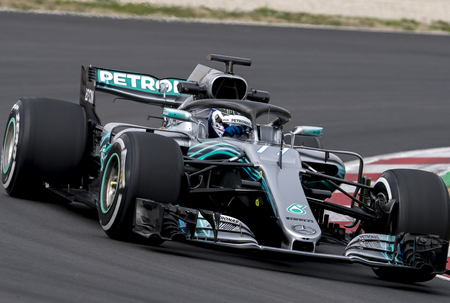 BARCELONA, SPAIN â FEBRUARY 26, 2018: Valteri Bottas during Formula One Test Days that celebrates at Circuit of Barcelona Catalunya.のeditorial素材