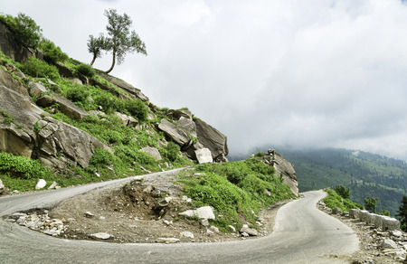 U turn in Himalaya mountainsの写真素材