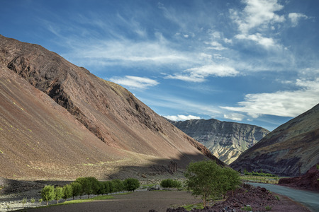 View on mountains from roadの写真素材