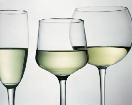 Studio still-life glasses with white vineの写真素材