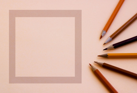 An empty square for the text with a brown pencil nextの写真素材