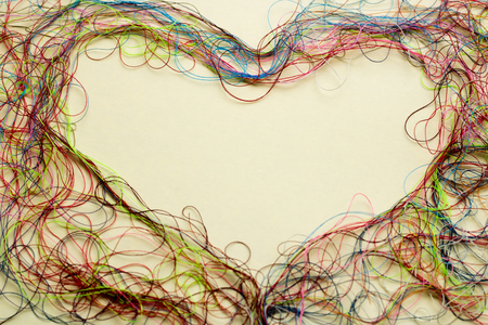 Heart shape - sewing thread,  copy space