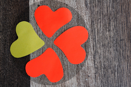 Hearts of paper in the form of cloverの写真素材