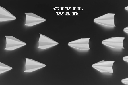 Concept of civil war - black backgroundの写真素材