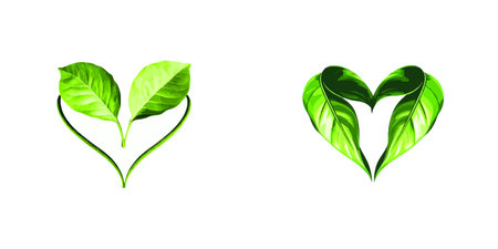Heart Shapes Created with Green Leaves