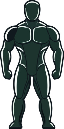 Stylized Muscular Body in Dynamic Pose for Fitnessのイラスト素材