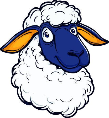 Cute Cartoon Sheep Head Character Designのイラスト素材