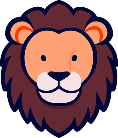 Lion Face Character Cute Cartoon Animal Designのイラスト素材
